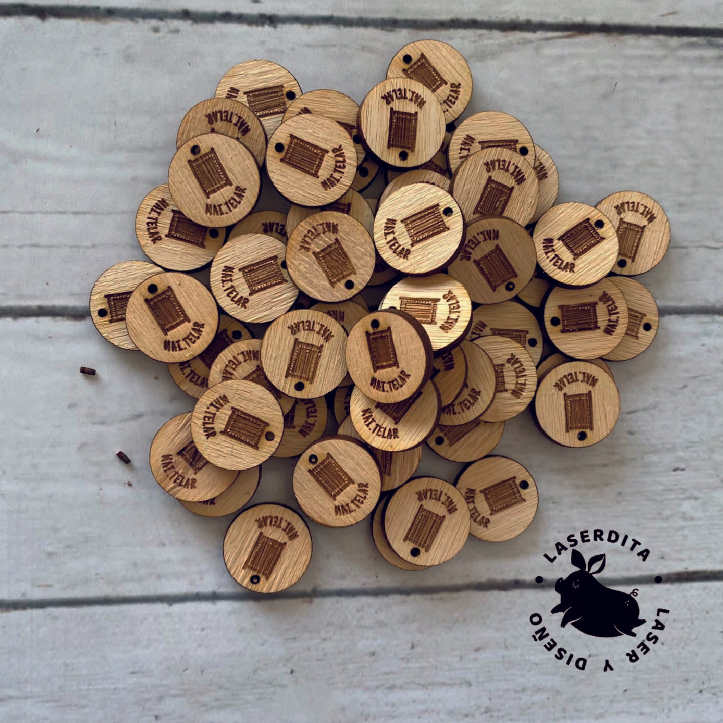100 ETIQUETAS MADERA REDONDAS Y OVALADAS, MEDIDA PEQUEÑAS