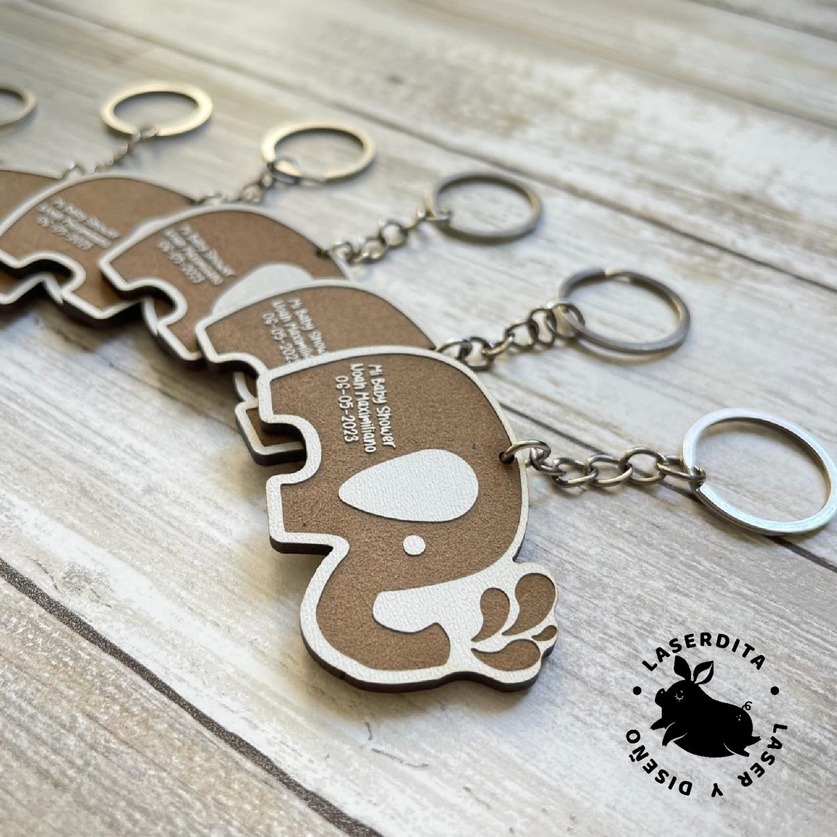 15 LLAVEROS MOTIVO BABY SHOWER - 1 / Plata / TERCIADO