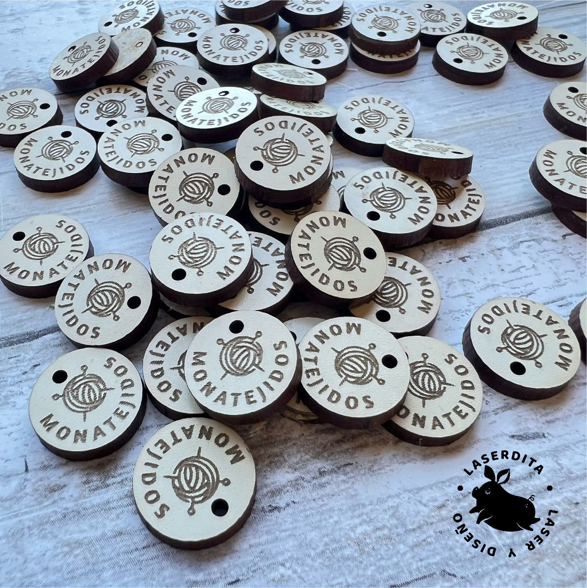 100 ETIQUETAS MADERA REDONDAS Y OVALADAS, MEDIDA PEQUEÑAS - Terciado / Sin perforaciones / Redonda de 1.5cm
